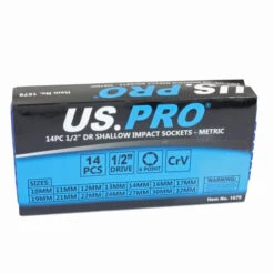 US PRO 1679 14 Pieces Set 1/2" DR Impact Sockets Shallow Metric 10-32 Mm -tool 1679 AZ