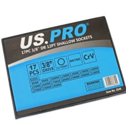 US PRO 3248 17pc 3/8" Dr 12Pt Shallow Sockets 8 - 24mm -tool 3248 AZ1