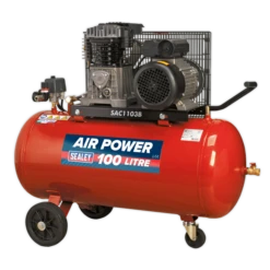 Sealey SAC1103B 100L Belt Drive Air Compressor 3hp With Cast Cylinders & Wheels100L Belt Drive Air Compressor 3hp With Cast Cylinders & Wheels