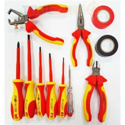Toolzone 11Pc Vde Electricians Tool Kit, Screwdrivers, Plier 6" Long Nose, Side Cut & Wire Stripper. -tool th 19624d7a cc3b 46a2 b57e 1a013623c86a